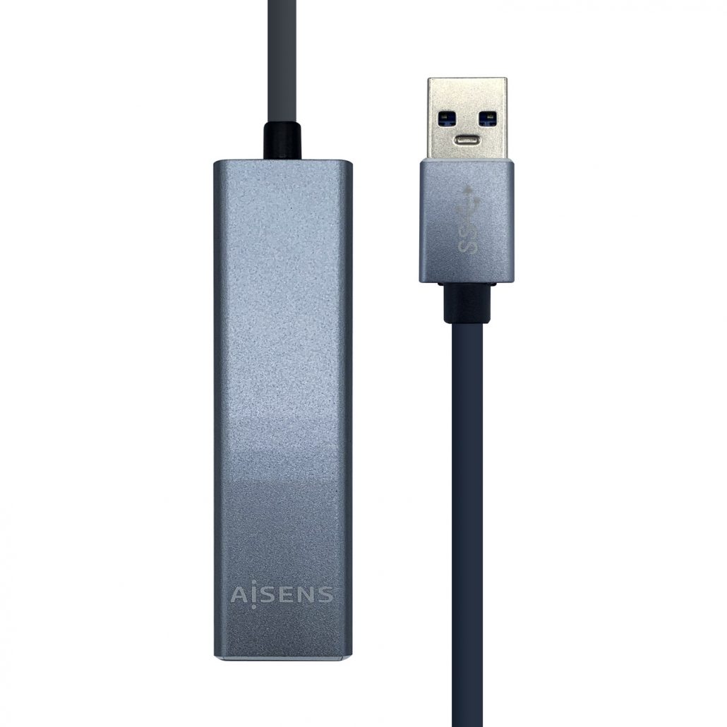 Hub USB 3.0 Aisens de 3 Portas + Rede Gigabit Cinza 1